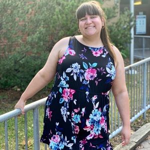 Sleeveless Floral Frill-Hemmed Romper